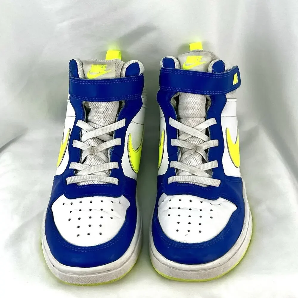 Nike Court Borough Mid 2 Kids Sneakers Blue Volt White Size 3Y HJ9243-488